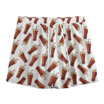 Cola Pattern Print Mesh Shorts