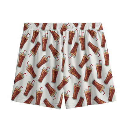 Cola Pattern Print Mesh Shorts