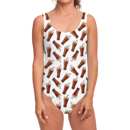 Cola Pattern Print One Piece Swimsuit