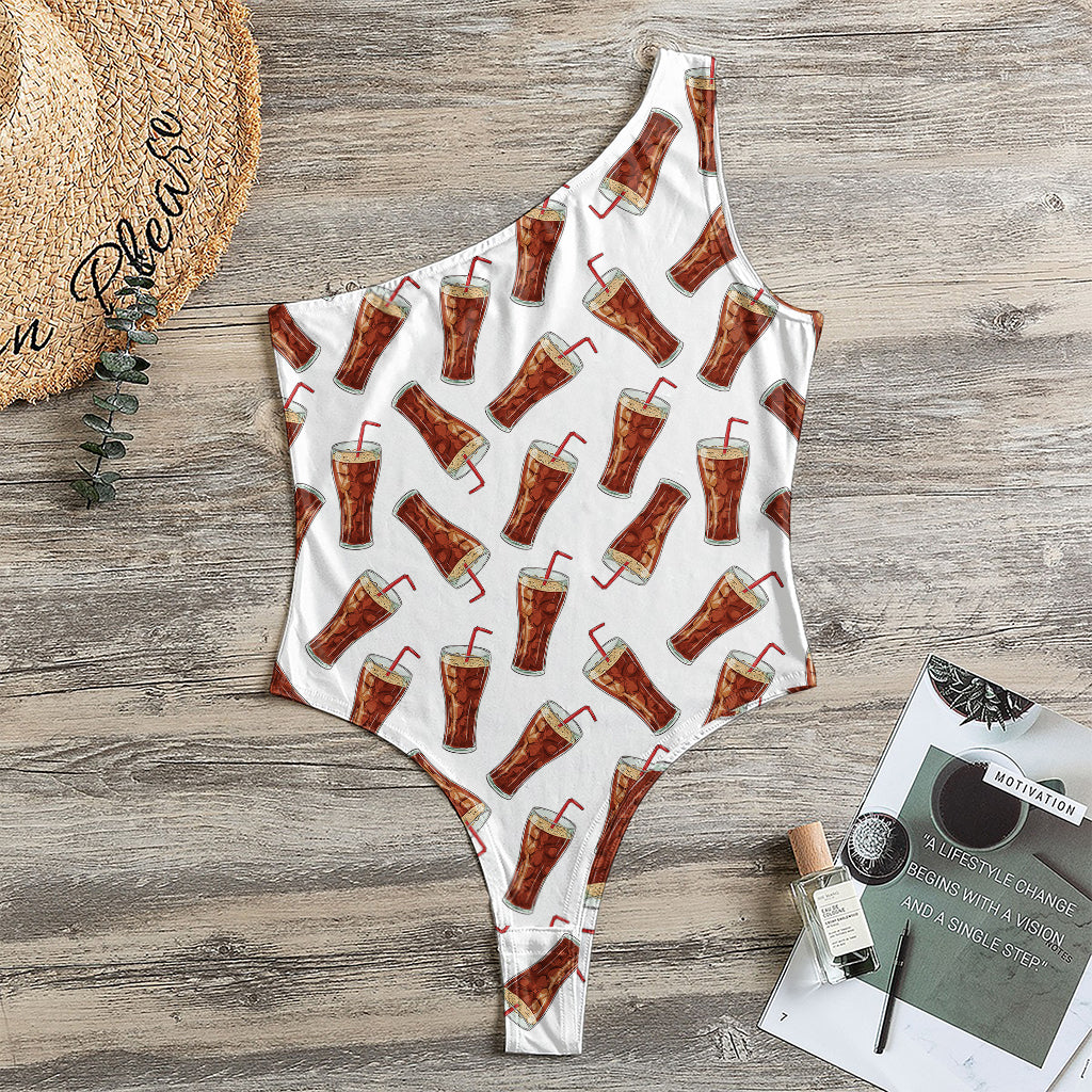 Cola Pattern Print One Shoulder Bodysuit