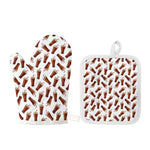 Cola Pattern Print Oven Mitt And Pot Holder Set