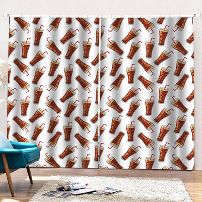 Cola Pattern Print Pencil Pleat Curtains