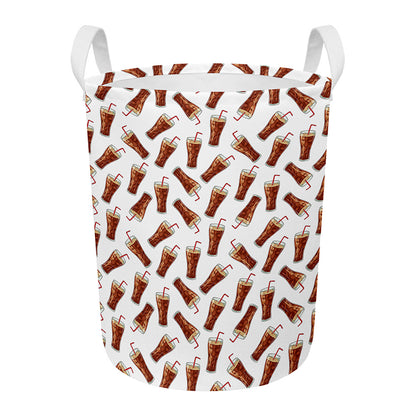 Cola Pattern Print Round Laundry Basket