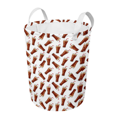 Cola Pattern Print Round Laundry Basket
