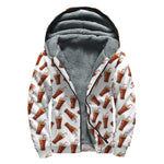 Cola Pattern Print Sherpa Lined Zip Up Hoodie