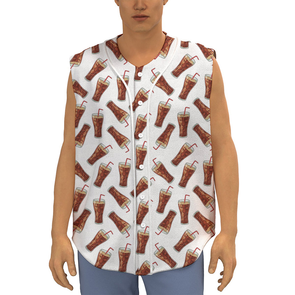 Cola Pattern Print Sleeveless Baseball Jersey