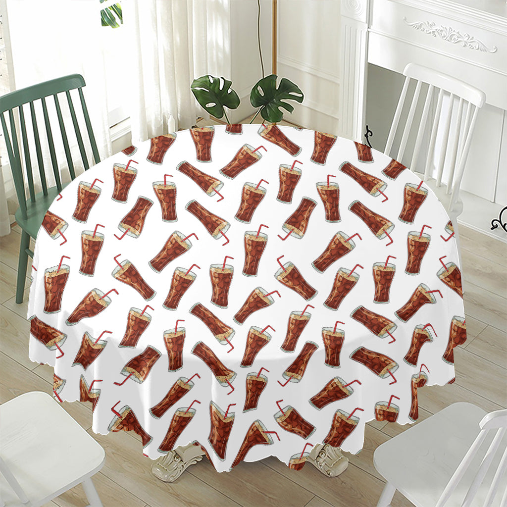 Cola Pattern Print Waterproof Round Tablecloth