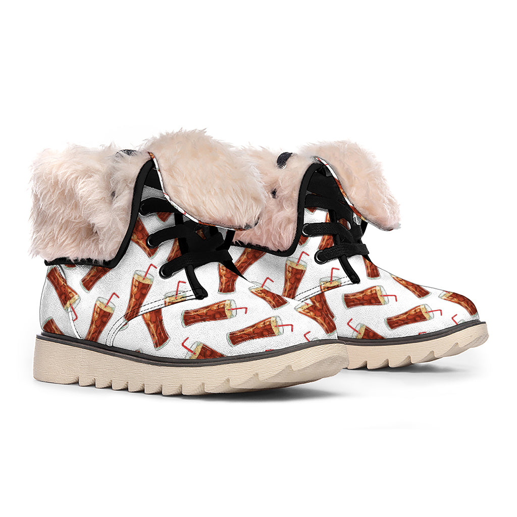 Cola Pattern Print Winter Boots