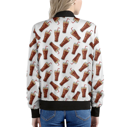 Cola Pattern Print Women's Bomber Jacket