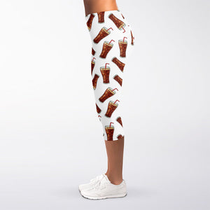 Cola Pattern Print Women's Capri Leggings