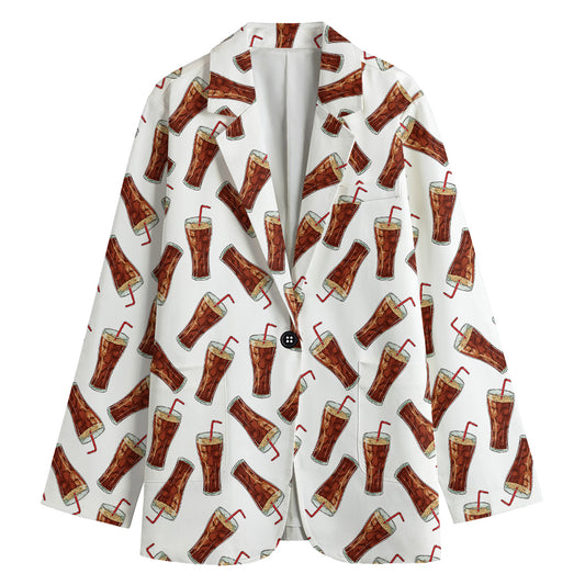 Cola Pattern Print Women's Cotton Blazer
