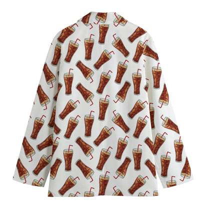 Cola Pattern Print Women's Cotton Blazer