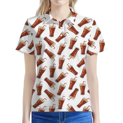 Cola Pattern Print Women's Polo Shirt