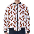 Cola Pattern Print Zip Sleeve Bomber Jacket
