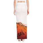 Cola Print High Slit Maxi Skirt