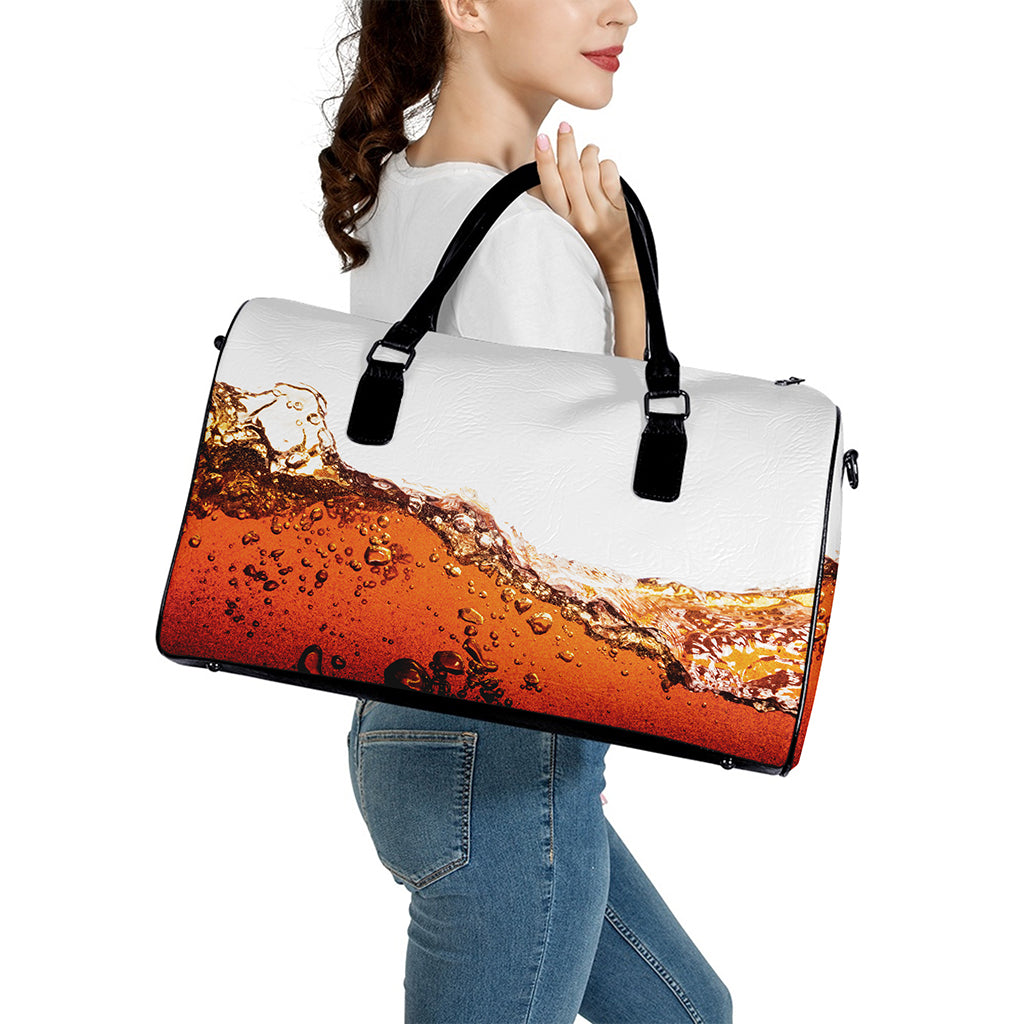 Cola Print Leather Duffle Bag