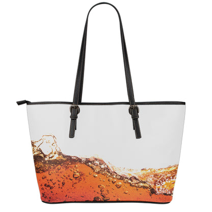 Cola Print Leather Tote Bag