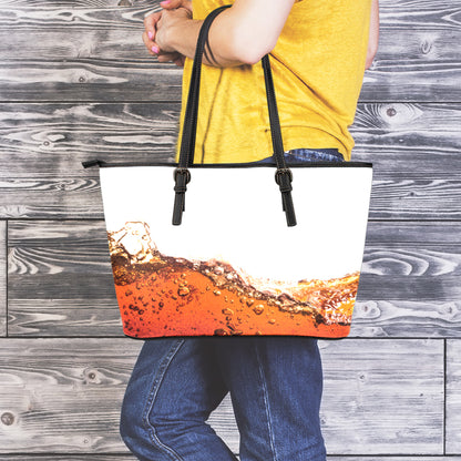 Cola Print Leather Tote Bag