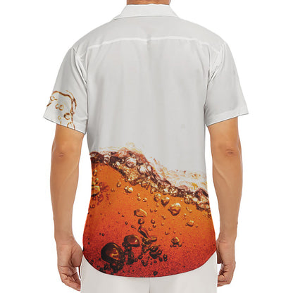 Cola Print Men's Deep V-Neck Shirt