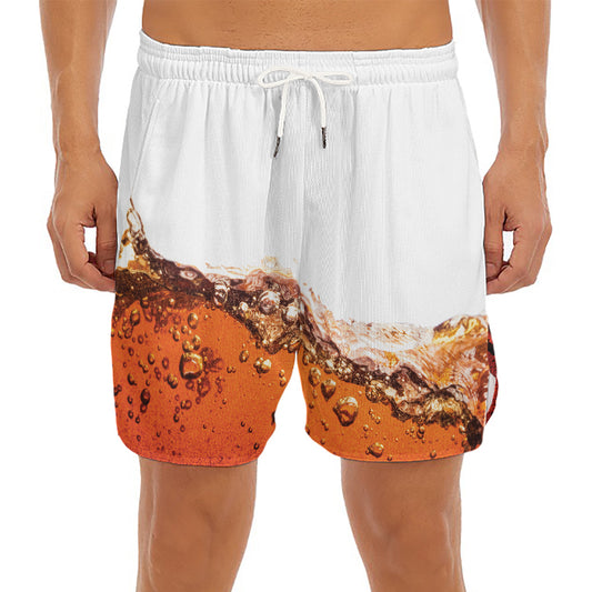 Cola Print Men's Split Running Shorts