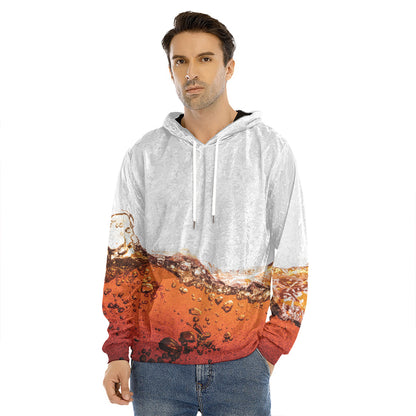 Cola Print Men's Velvet Pullover Hoodie