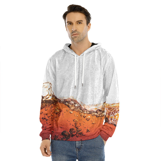 Cola Print Men's Velvet Pullover Hoodie