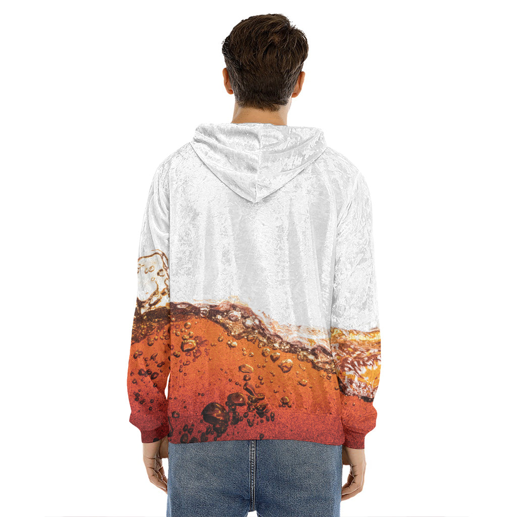 Cola Print Men's Velvet Pullover Hoodie