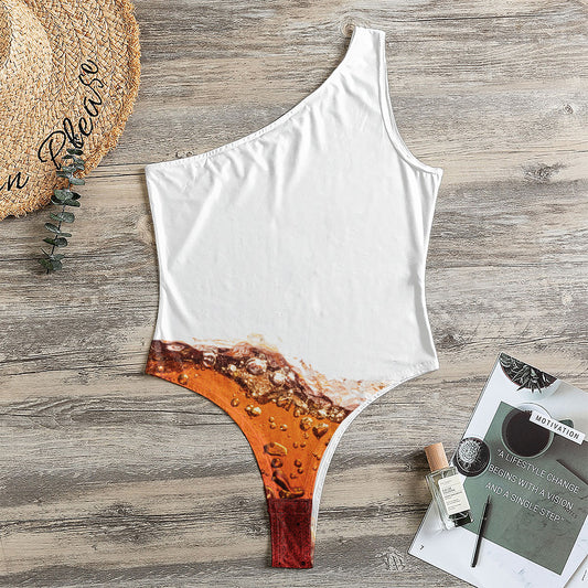 Cola Print One Shoulder Bodysuit