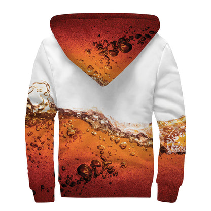 Cola Print Sherpa Lined Zip Up Hoodie