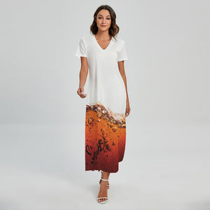 Cola Print Short Sleeve Maxi Dress