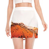 Cola Print Side Slit Mini Skirt