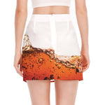 Cola Print Side Slit Mini Skirt