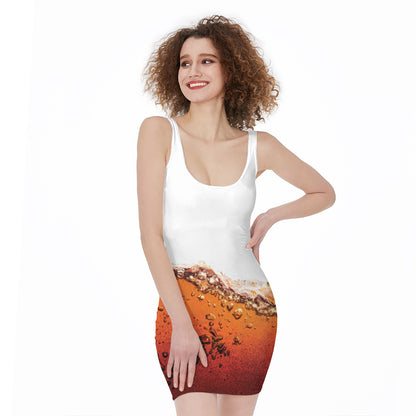Cola Print Sleeveless Bodycon Dress