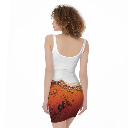 Cola Print Sleeveless Bodycon Dress