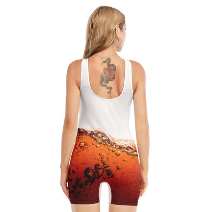 Cola Print Sleeveless One Piece Swimsuit