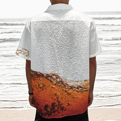Cola Print Textured Short Sleeve Shirt