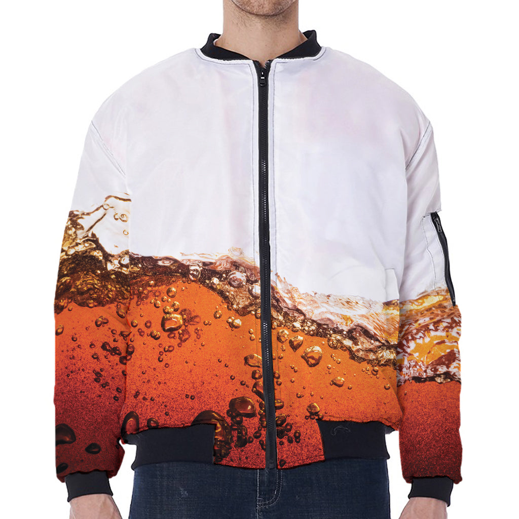 Cola Print Zip Sleeve Bomber Jacket
