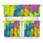 Colorful Acid Melt Print 3 Piece Kitchen Curtains