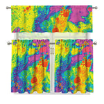 Colorful Acid Melt Print 3 Piece Kitchen Curtains
