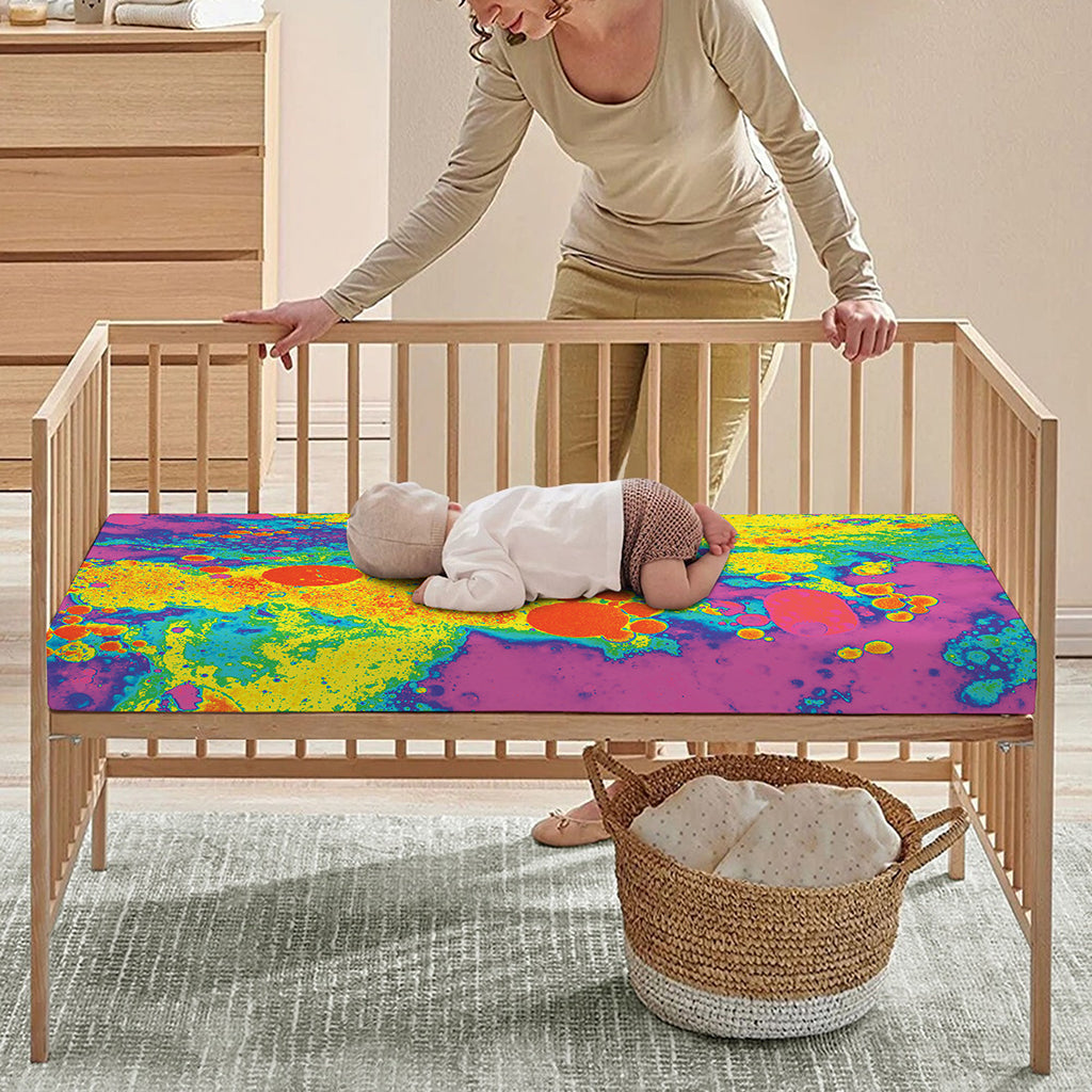 Colorful Acid Melt Print Baby Crib Sheet
