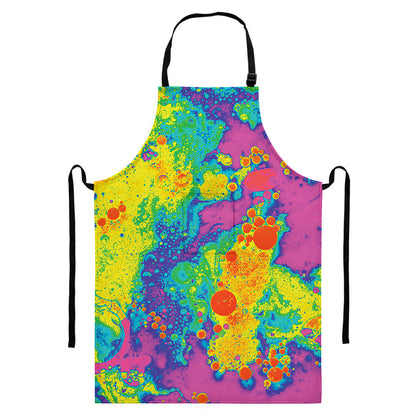 Colorful Acid Melt Print Bib Apron With Pocket