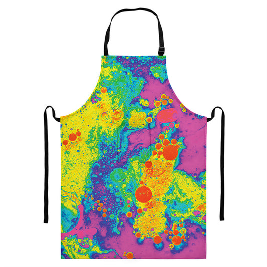 Colorful Acid Melt Print Bib Apron With Pocket