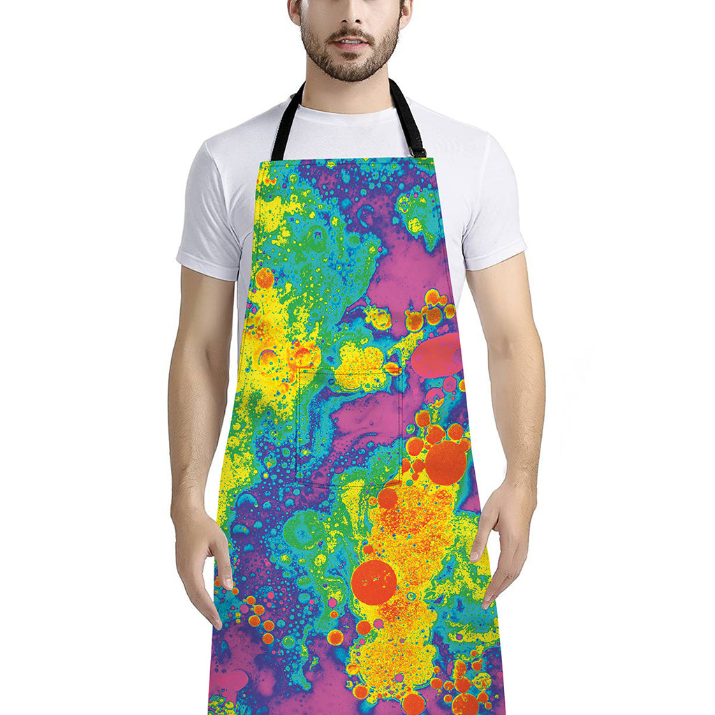 Colorful Acid Melt Print Bib Apron With Pocket
