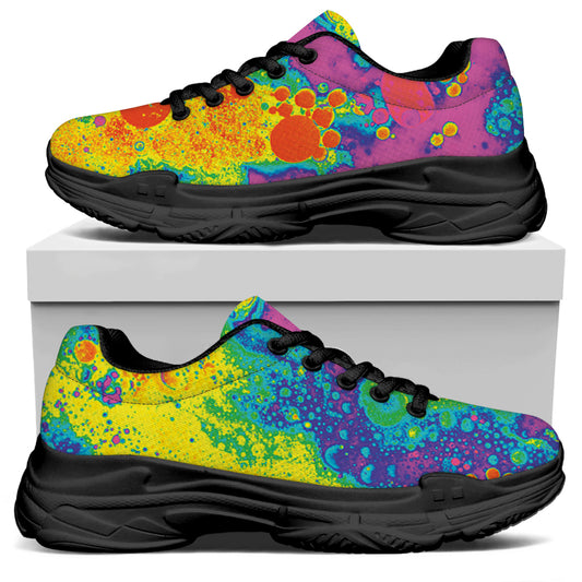 Colorful Acid Melt Print Black Chunky Shoes