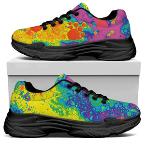 Colorful Acid Melt Print Black Chunky Shoes