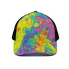 Colorful Acid Melt Print Black Mesh Trucker Cap