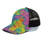 Colorful Acid Melt Print Black Mesh Trucker Cap