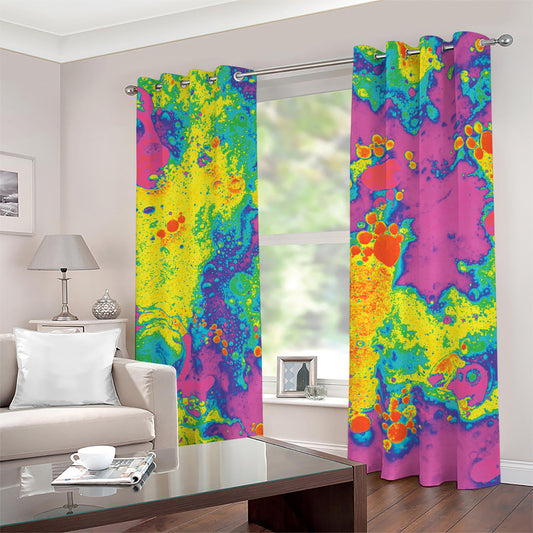 Colorful Acid Melt Print Blackout Grommet Curtains