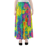 Colorful Acid Melt Print Chiffon Maxi Skirt