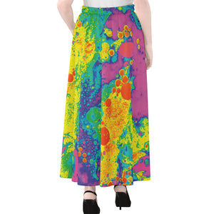 Colorful Acid Melt Print Chiffon Maxi Skirt